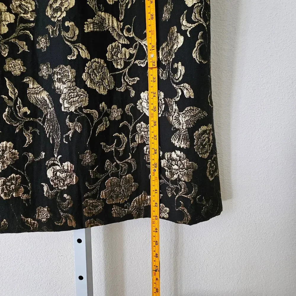 MAEVE Antropologie NWT Black & Gold Slim Jacquard Botanical Mini Dress Sz 14 - Picture 16 of 16